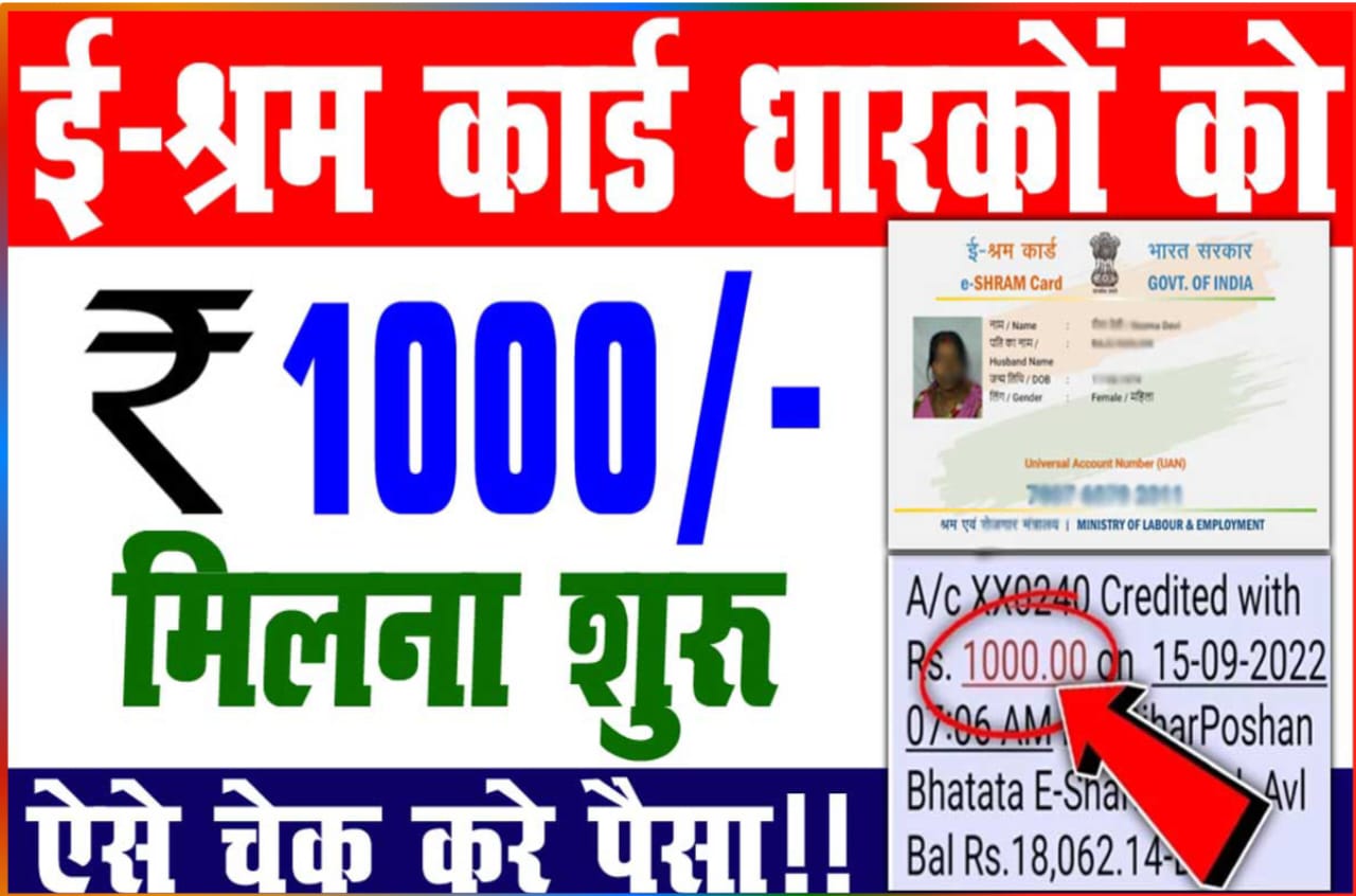 E Shram Card Payment Status Check 2023 : ई श्रम कार्ड का पैसा आना ₹1000 हुआ शुरू यहां से चेक करें Best लिंक